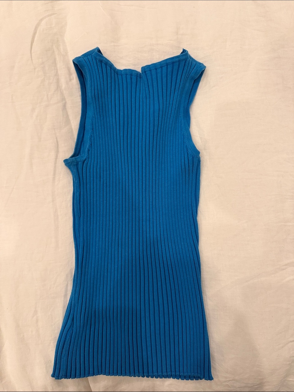 Belldini Bright Blue Ribbed Tank with Rhinestone Ring - Picture 2 of 3